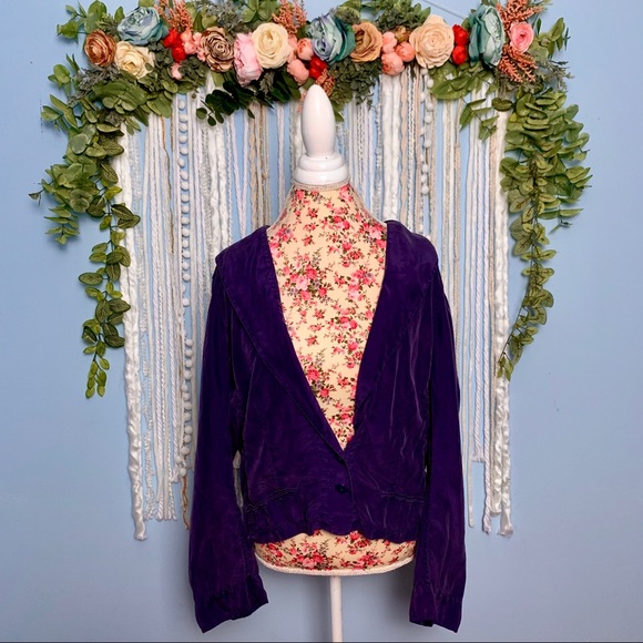 Free People We The Free Silk Blazer Large - Picture 2 of 6